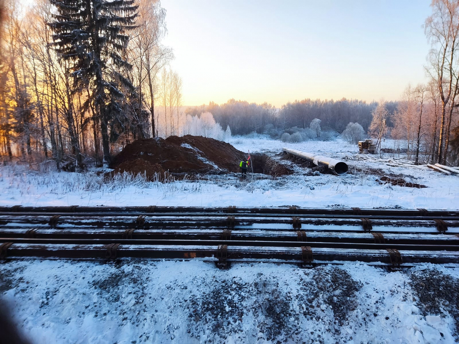 Установка рельсового страховочного пакета, перегон Арменки-Малаховская